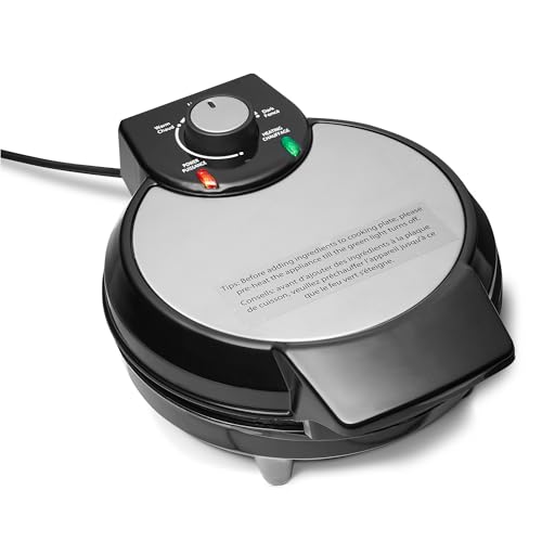 Amazon Basics Belgian Waffle Maker with Round 20cm Ceramic Non-Stick Plate, Browning Control, Black