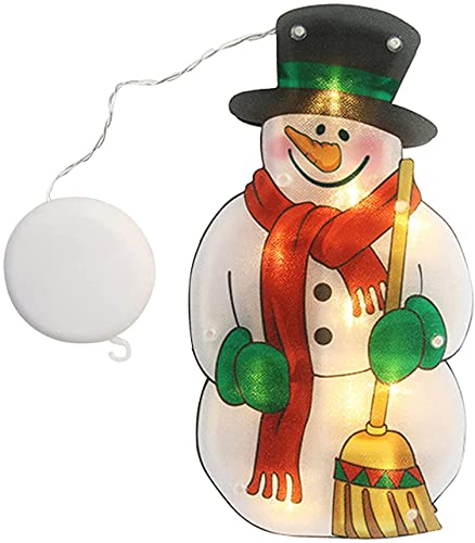 Weihnachtsbeleuchtung,Hängende Fenster Leuchte mit Saugnapf, Fensterlichterketten innen Fenster,Batteriebetrieben für Weihnachtsdeko Party Baum Innen Schlafzimmer(schneemann) Cover