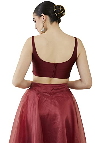 Image of Soch Womens Taffeta Solid Sleeveless Padded Blouse