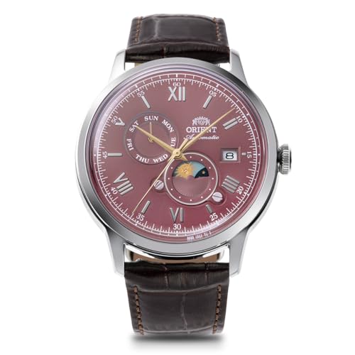 Image of Orient Bambino Bambino Sun & Moon Automatic Wristwatch, Mechanical, Automatic, RN-AK0807R, Men's Bordeaux, red (bordeaux)