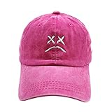 Home Fashion DIY Sad Boys Adjustable Hat Crying Face Embroidery Baseball Cap Dad Hat Hip Hop Cap Black (Pink)