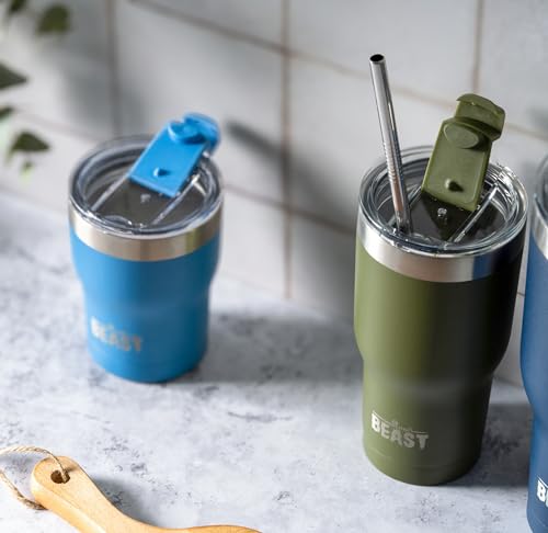 Image of Beast 30 oz Tumbler Stainless Steel Insulated Coffee Cup with Lid, 2 Straws, Brush & Gift Box by Greens Steel (30 oz, Army Green)