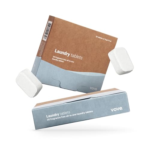 Vove | Eco-Friendly Laundry Detergent Tablets | 120 Tabs | Washing Liquid, Laundry Pods, Washing Powder | Biodegradable & Powerful Stain Fighter | Vegan & Cruelty-Free | Fragrance free |