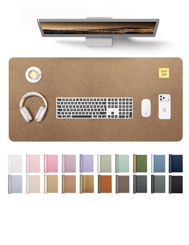 Image of YSAGi Leather Desk Protector, Office Mat, Large Mouse Mat, Non-Slip PU Leather Blotter, Laptop Pad, Waterproof Writing Pad for Office and Home (Shiny Bronze, 31.5 inch x 15.8 inch)