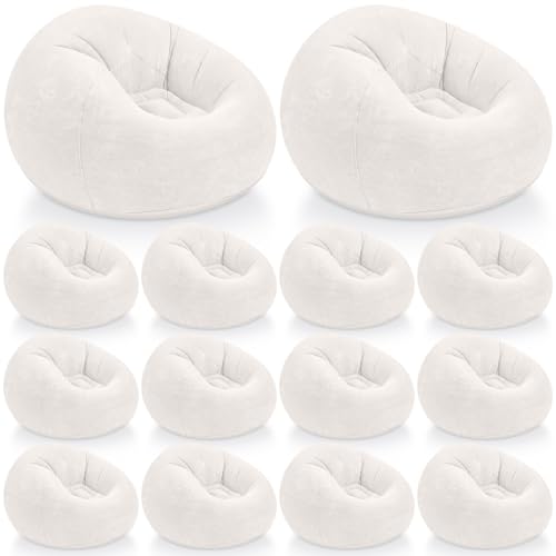 Image of Realspring Inflatable Bean Bag Chairs Outdoor Blow up Camping Chairs Inflatable Lazy Sofa Folding Portable Bean Bag Loungers Couch for Movie Night(Beige,12 Pcs)