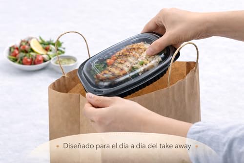 Miniatura 6 de Suminet Envase Desechable Para Comida Con Tapa, Apto Para Microondas, Take Away, Hostelería, Resistente -20 A 120 Grados, Restauración, Comida Para Llevar 40, 400.0, Mililitros
