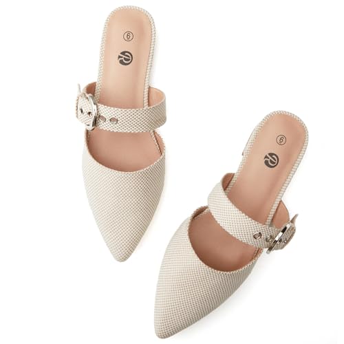 Image of Rekayla Mules for Women Adjustable Strap Pointed Toe Backless Loafer Shoes