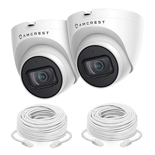 2-Pack Amcrest 5MP UltraHD Outdoor Security IP Turret PoE Camera w/ Mic/Audio, 5-Megapixel, 2.8mm Lens, IP67 Weatherproof, MicroSD Recording (256GB), 2 x CAT5ECABLE60, IP5M-T1179EW2-2PACK-CAT5ECABLE60