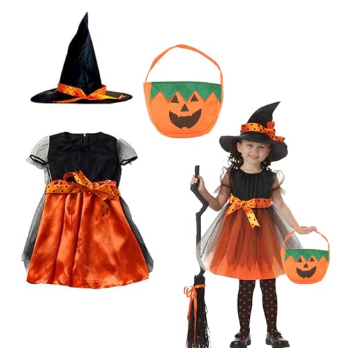 YongSral Disfraz Bruja Niña, Disfraz de Bruja Niña, Disfraz Bruja Halloween Niña, Traje Bruja Niña, Disfraz Halloween Bruja, Disfraces Bruja Niña para Halloween, Carnaval, Cosplay (L(120))
