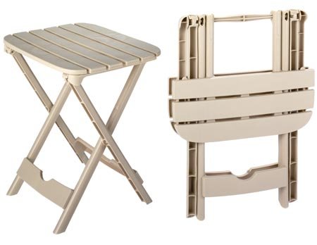 Plastic Folding Patio End Table, 2-pc Set (Quick Fold) (Great for Camping & RV)