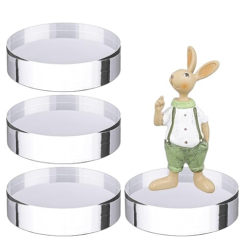 Barydat 4 Pack Acrylic Round Display Blocks Clear Polished Acrylic Jewelry Display Stand Holder Trophy Ring Showcase Base for Table Showing(4" X 4" X 1") by Barydat - Used condition - US$24.23