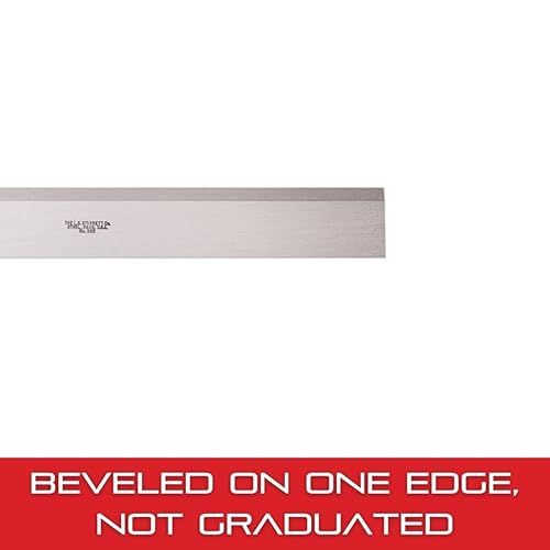 Miniatura 29 de Starrett Borde recto de acero con borde biselado, no graduado, lectura rápida, 48 pulgadas de largo, 7/32 pulgadas de grosor, 2-13/32 pulgadas