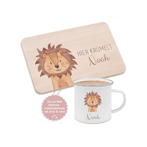 wunderwunsch Kinder Fr&uuml;hst&uuml;cksset, Fr&uuml;hst&uuml;cksbrettchen Holz, Set mit Tasse