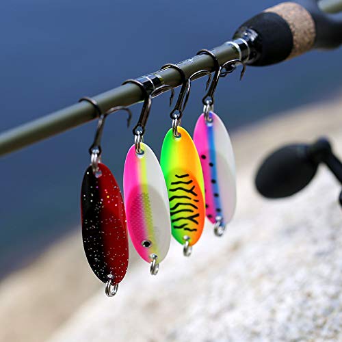 SUNMILE Fishing Spoons Lure with VMC Treble Hooks Casting Metal Fishing Lures Blade Baits for Trout Bass Pike Walleye Salmon Lure(mixcolor 4pcs, 1/2oz) - Thumbnail 5