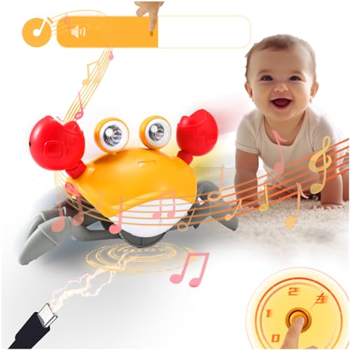 Image of TFS Top·Fans Crawling Crab Toy 2.0-2024 New Edition Walking Crab Baby Toy with Volumn&Velocity Control - Viral Crazy Musical Little One Toddler Sideway Interactive Orange