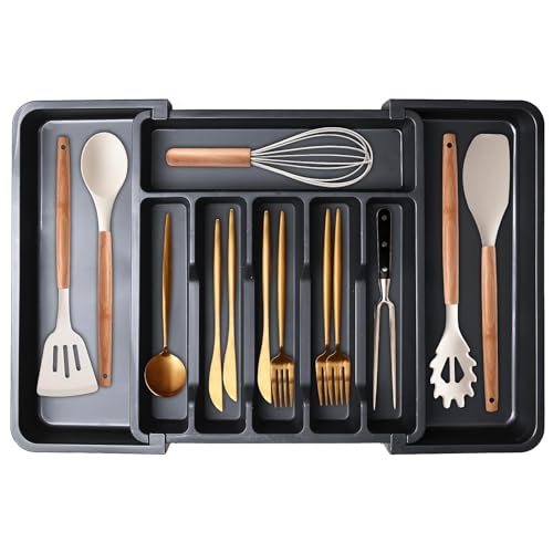 La Mejor Lista de Bandejas para cubertería - 5 favoritos. 47 Organizador de Cubiertos, Porta Cubiertos de Cocina Extensible, Bandeja para Cubiertos para Cajon Sin BPA, Organizador de Utensilios de Cocina Ajustable para Cucharas, Tenedores,...