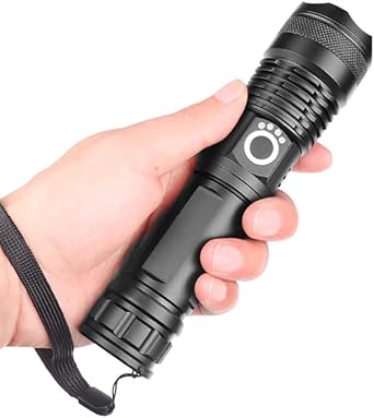 LED Handheld Flashlights, 1500 Lumens 5 Light Modes Super Bright Rechargeable Zoomable Waterproof Tactical Flashlight with Battery for Emergency, Outdoor, Home, Camping, Hiking