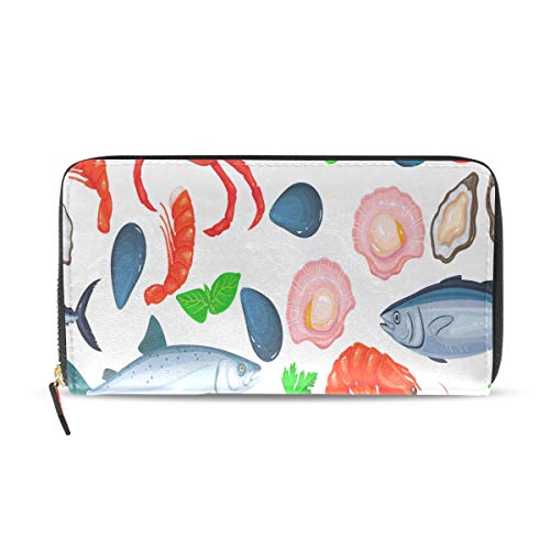 Preisvergleich Produktbild Japanischen Stil Ozean Delicious Meeresfrüchte Lange Passport Clutch Geldbörsen Reißverschluss Geldbörse Tasche Handtasche Geld Organizer Tasche Kreditkarteninhaber Frauen Mädchen Männer Geschenk