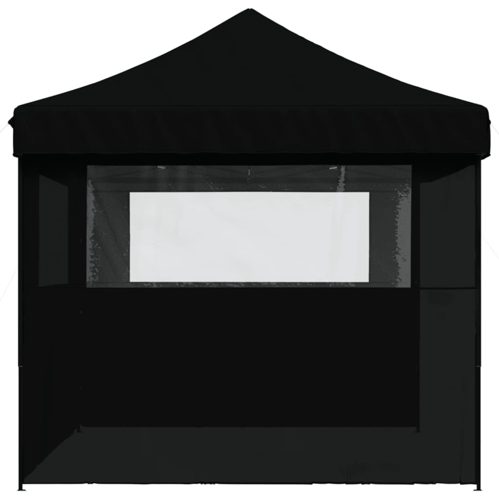 Carpa plegable para eventos con 3 partes laterales en color negro, pop-up con marco de acero, carpa, resistente a la intemperie de Oxford, espaciosa