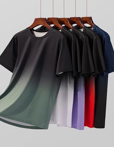 Image of 5 Pack Men's Active Quick Dry Crew Neck T Shirts | Athletic Running Gym Workout Short Sleeve Tee Tops Bulk