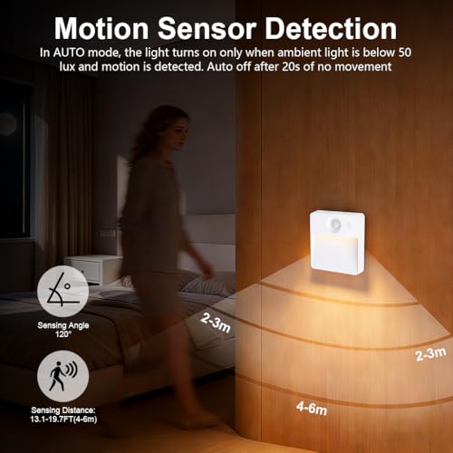 Image of ELEPHANTBOAT 2PCS RGB Motion Sensor LED Light, 16-Color Magnetic Wireless Rechargeable 3 Sensor Modes&Adjustable Brightness, Sensor Light for Home Indoor, Hallway, Staircase & Closet