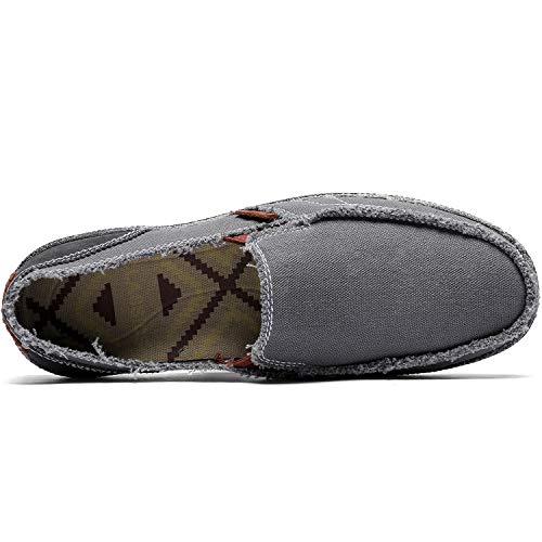 Image of CASMAG Men's Casual Cloth Shoes Canvas Slip on Loafers Vintage Boat Shoes