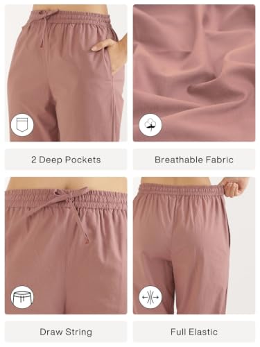 Image of SAADAA Cotton Straight Pants for Women | Breathable Everyday Wear Trousers | Drawstring, Deep Pockets & Elastic Waistband | Casual & Comfortable Fit