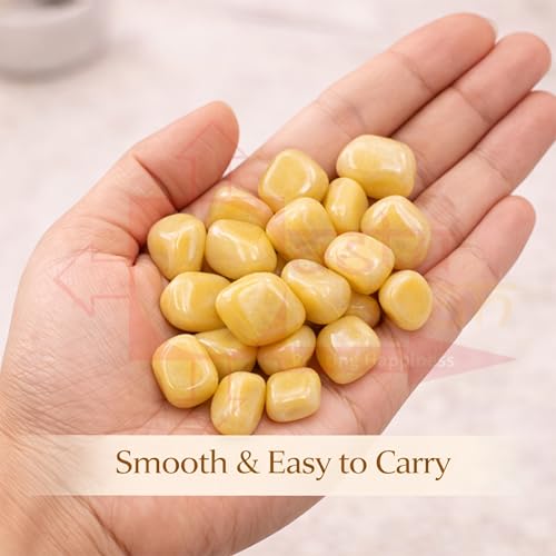 Image of Crystal Yellow Zade Tumble Stone | 50gm Tumbled Gemstones | Reiki Healing Stones | Home Decor Pebbles | Aquarium Gravel | Garden & Table Decor