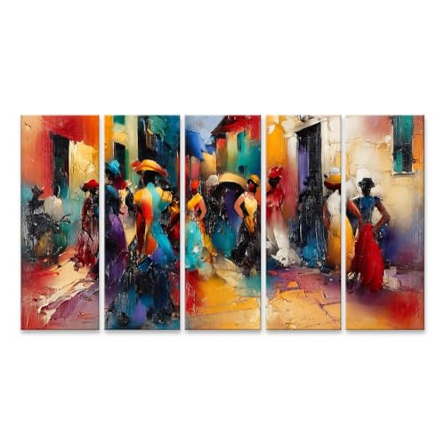 Tableau sur toile scène de rue vivante pour habiller un grand mur vide de salon