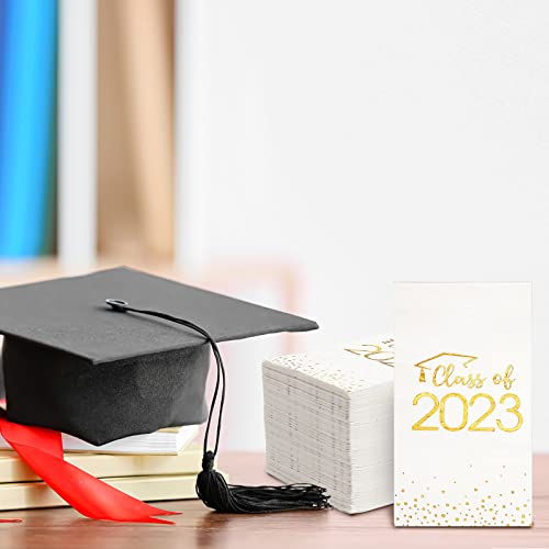 200Pcs Graduation Class Of 2023 Napkins Disposable Congrats Grad Guest Napkins Congratulation Foil Dot Paper Hand Towels For 2023 High School University College Graduation Party Supplies(Gold) #TOP7