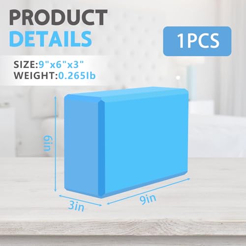 Image of 9 inchx6 inchx3 inch Yoga Blocks, Soft Non-Slip Surface Premium Foam Blocks, Supportive, Lightweight, Odor Resistant, Yoga Accessories for Pilates Meditation General Fitness Stretching Toning (blue-1 Pack