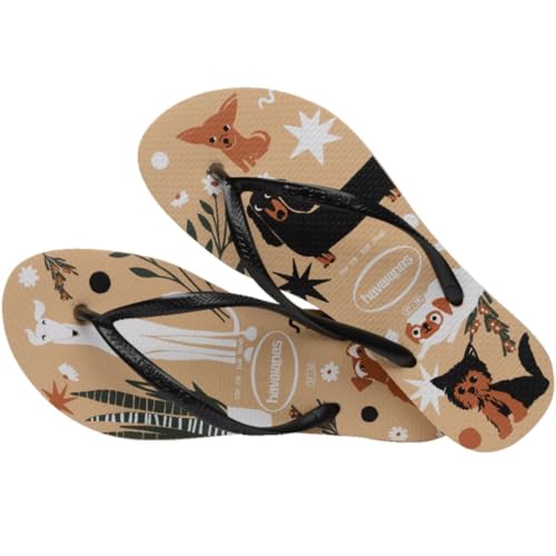 Chinelo Havaianas Slim Pets Gato Cachorro Infantil Menina Cor:Bege;Tamanho:31/32