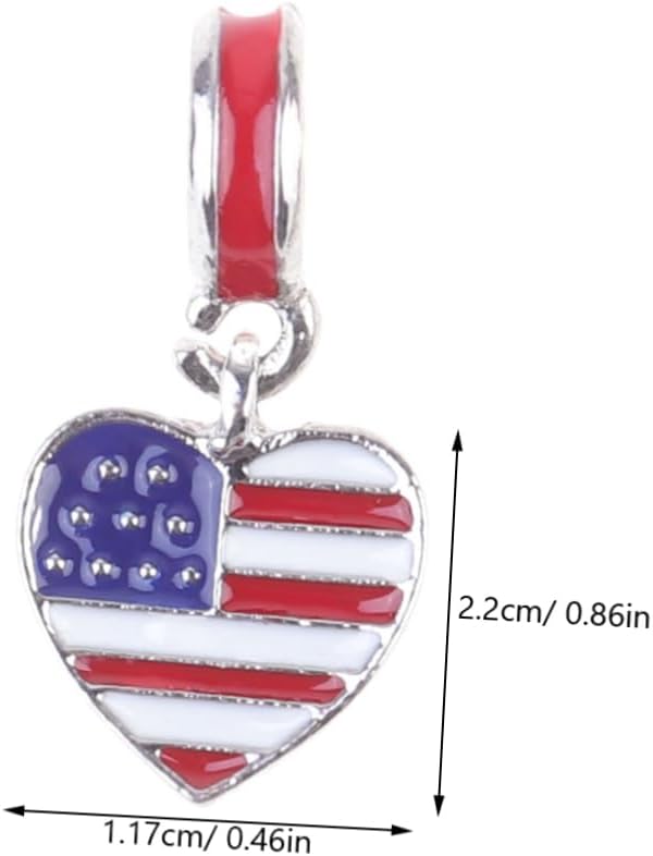 PRETYZOOM 10pcs American Flag Charms USA Flag Pendant Enamel Charms Flag Beads for Independence Day DIY Necklace Bracelet Jewelry Making Crafting