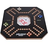 Jackaroo Board Game - 2-4 Player Cards and Marbles Board Games - Marble Strategy Game - Carbles Game - Marbles and Jokers Board Game Wooden Wahoo Board - Dirty Marble Wood Strategy Games (Black)