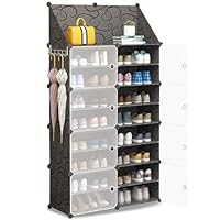 HOMCENT Shoes Storage Cabinet, Expandable Shoes Organizer with Doors, Easy Assembly (2X8 Levels)