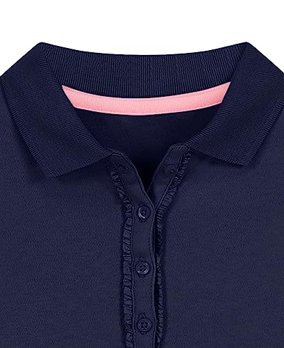 Image of NAUTICA Girls' Uniform Long Sleeve Polo with Ruffle Placket