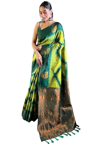 Image of SGF11 Women's Kanjivaram Pure Soft Silk Saree With Unstitched Blouse Piece