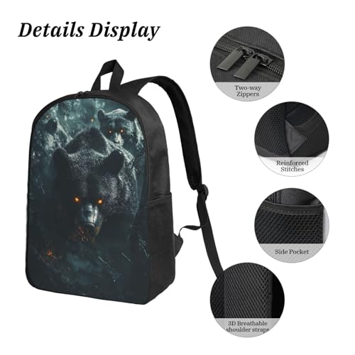 Halloween Bear Backpacks 3 Pcs Minimalist Backpack for Men and Women with Fun Graphic Cartoon Print for Travel Work4