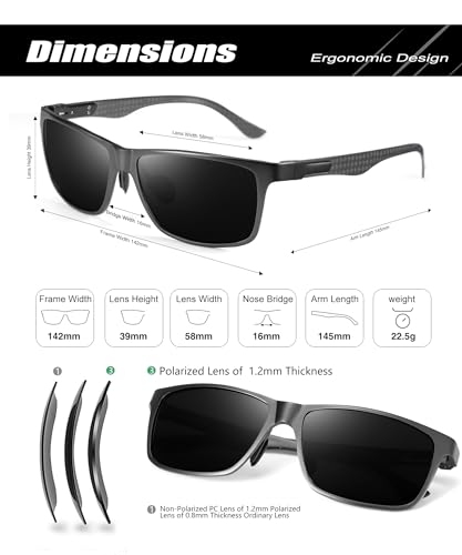 Image of ANYLUV Polarized Sunglasses for Men Rectangular Classic Al-Mg Metal Frame Sun Glasses Mens Sunglasses with UV Protection
