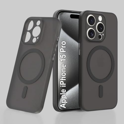 Image of ZAP CASE Paper Thin Case for iPhone 15 Pro | Ultra-Slim 0.5 mm Back Cover | Metal Buttons | Lightweight | Matte Finish | Anti-Fingerprint | Scratch Resistant | Camera Protection | Magsafe | Black