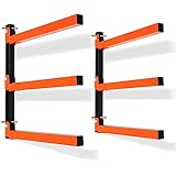 Thanaddo 3-Level Metal Storage Rack, Heavy Duty Wall Mount, 330 lb Capacity, for Lumber, Wood, Pipes, Garage, Workspace (2 Pack)