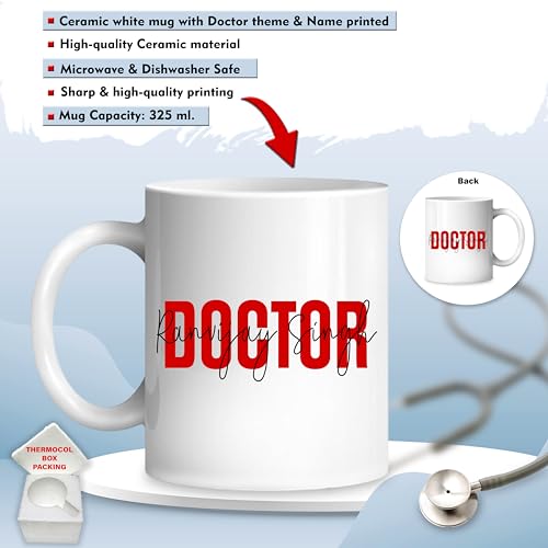 Image of SAVRI Personalized Doctor Gift Set - Custom Name Water Bottle & Ceramic Mug with Doctor Themed Design. Unique Gifts for Doctors, Nurses, Medical Students for Birthdays, Anniversaries & Thanksgiving
