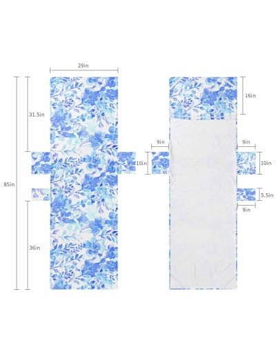 Watercolor Flower Beach Chair Cover with Side Pockets, Microfiber & Quick Dry Pool Chaise Lounge Chair Towels Covers for Sun Sunbathing Patio Garden Hotel, Oriental Chinese Ink Blue Floral Leaves