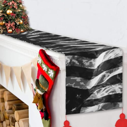 Chemin de table drapeau américain camouflage en lin taille unique - 7