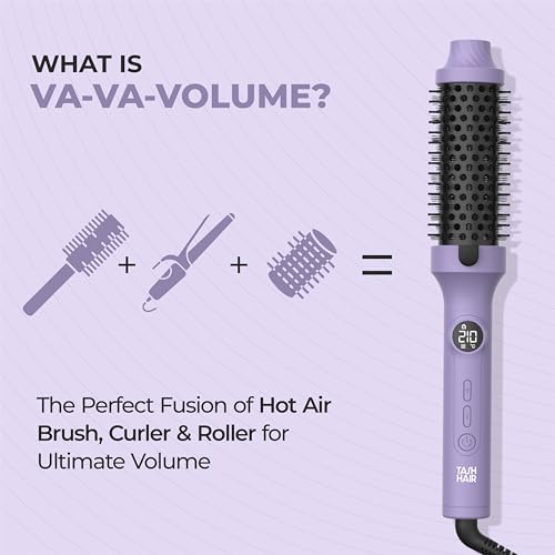 Image of Tash Hair Heated Round Brush- 3 in 1 Benefits- Volumising, Curling & Straightening- All In One Tool | 5 Heat Settings, Tourmaline Ceramic Barrel | Gifts For Woman | Volumizer & Styler- Va-Va-Volume