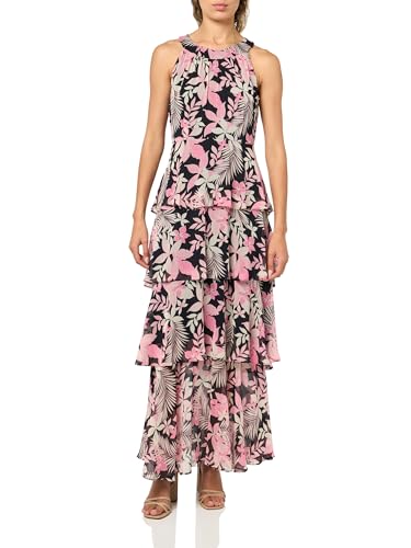 Image of Tommy Hilfiger Women's Sleeveless Halter Neck Tiered Skirt Maxi Dress
