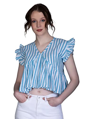 Image of GRECIILOOKS Tops for Women - Cotton Lining Pattern Stitched Regular Fit T-Shirt with Fancy Sleeve for Girls,Suitable for Festival,Office,Travelling,Dating,Regular Fit T-Shirt for Ladies(Pack of 1)