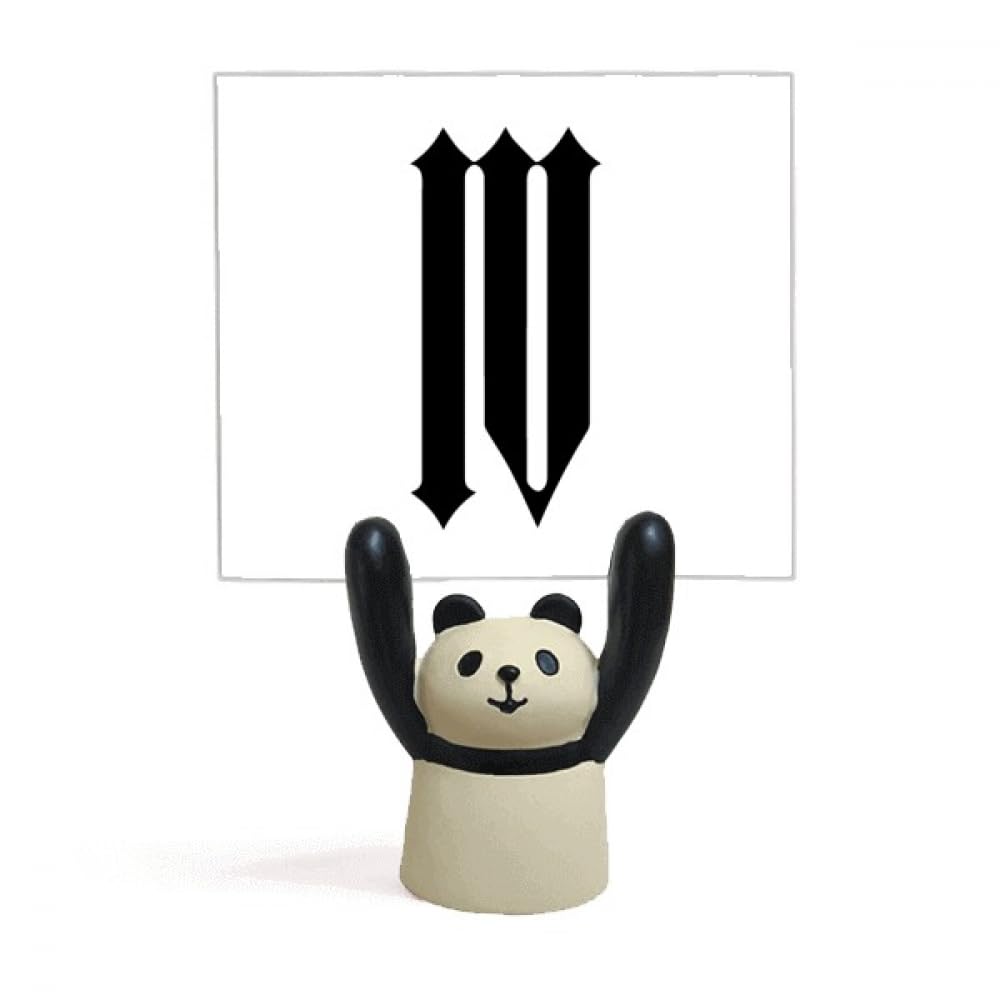 Porte-mémo noir panda pour bureau avec support notes chiffres romains - 4