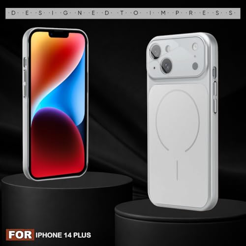 Image of SHINESTAR Premium Luxury Case Compatible with iPhone 14 Plus | Protective Back Cover with Camera Lens Safety | Wireless Charging Support | Slim Fit Durable Design | Enhanced Grip Protection Silver