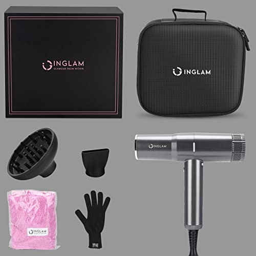 Blow Dryer With Diffuser, Ig Inglam Professional Hair Dryer 110,000Rpm Brushless Motor High Speed Low Noise Constant Temperature Auto-Clean, Powerful Ionic Hair Dryer For Salon Travel Gift #TOP7
